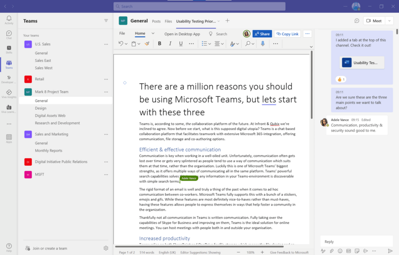 Teams co-authoring with Microsoft 365 Teams co-authoring with Microsoft 365